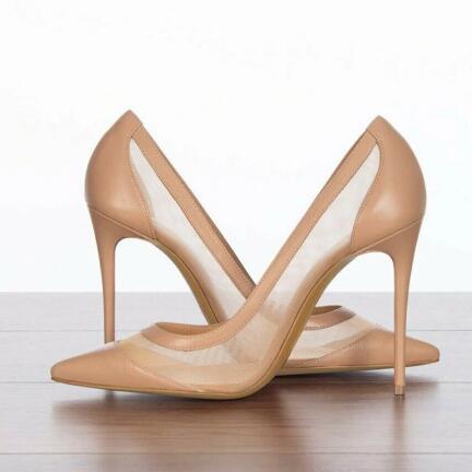 Women'S Shoes In Size 12 - Sexy Nude Pink Black Suede Mesh