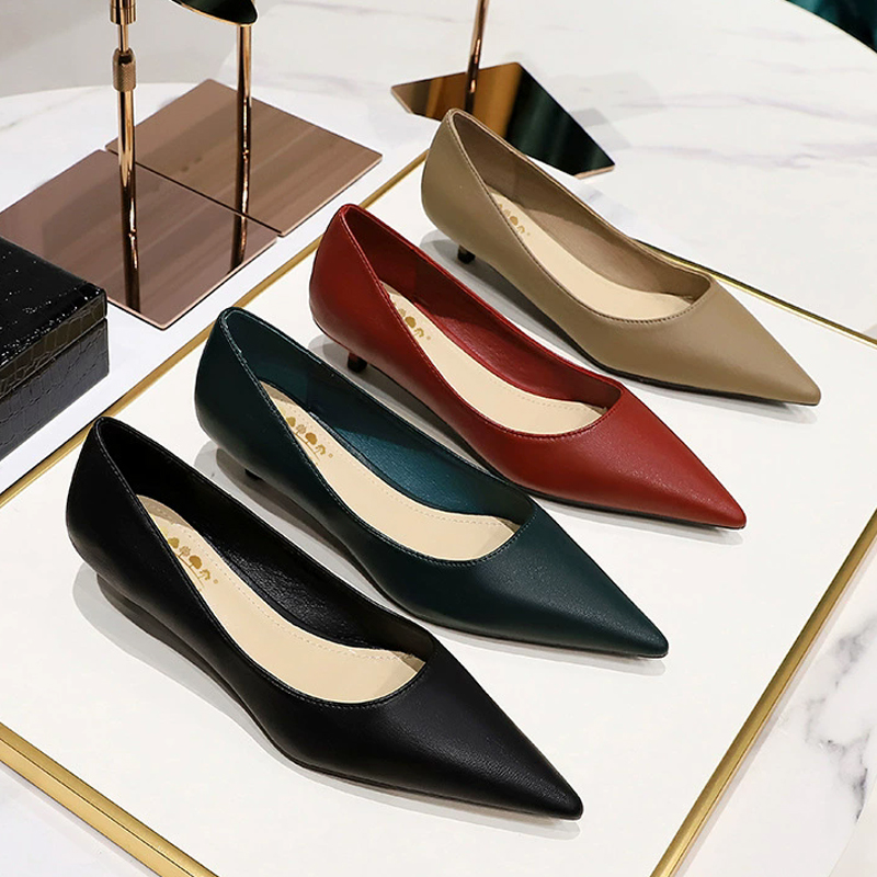 Women'S Shoes Big Feet - Fashion Pointed Toe Mid Heeled Shoes