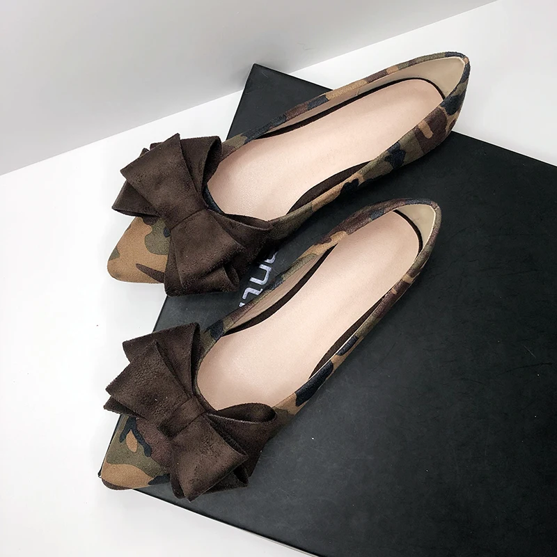 Lady Camouflage Bow Flats For  - Women'S Shoes For Wide Feet 评论和价格
