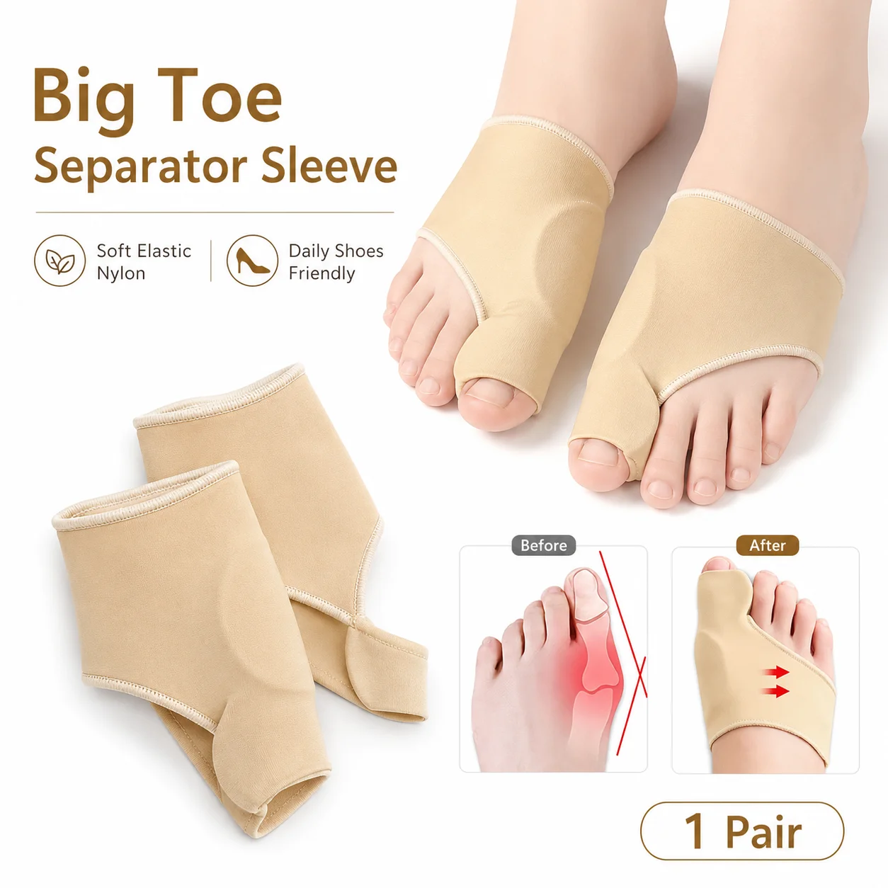 Big Toe Separator Sleeve Bunio - Women'S Shoes With Bunions 评论和价格